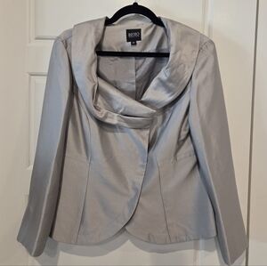 BIGIO COLLECTION WOMEN'S SILK GRAY FORMAL BLAZER SIZE 10